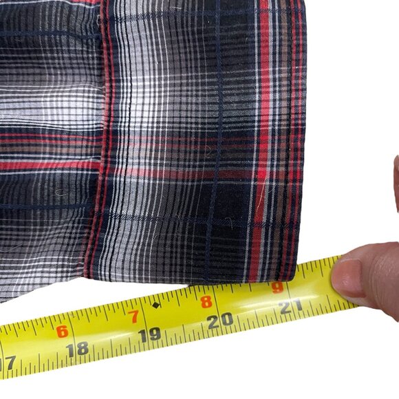 Projek Raw Shirt Mens XL Black Red Gray Plaid Graphic Button Up Long Sleeve - Picture 11 of 12